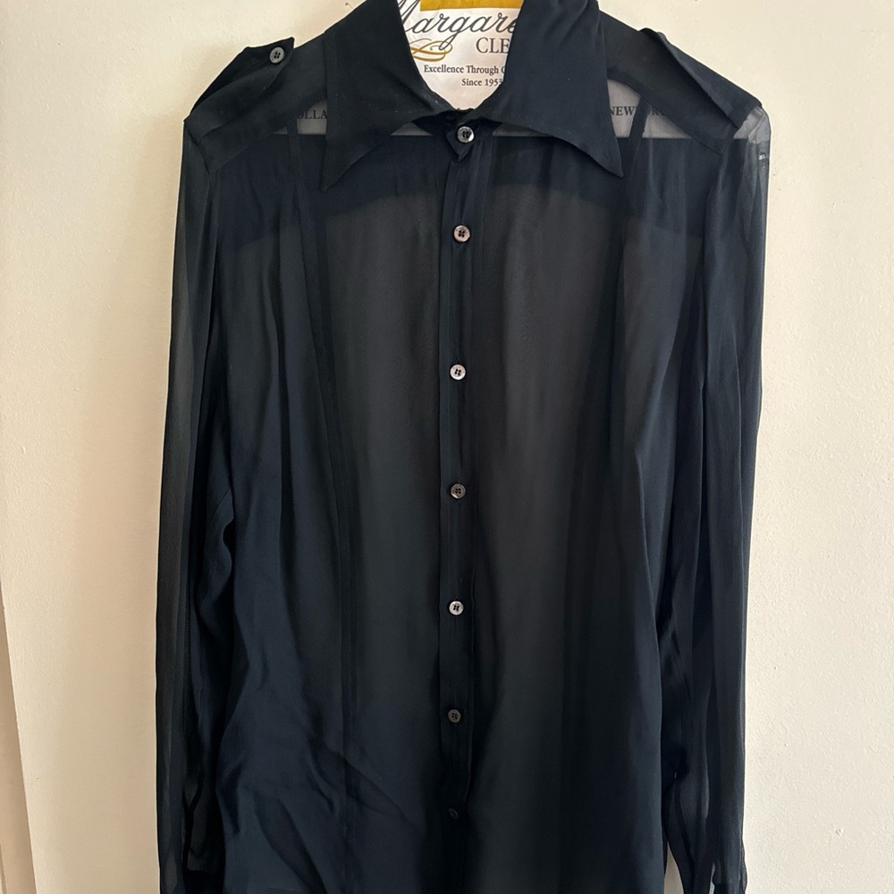 ICONIC 1996 GUCCI by TOM FORD Sheer Black blouse button up shirt size 42